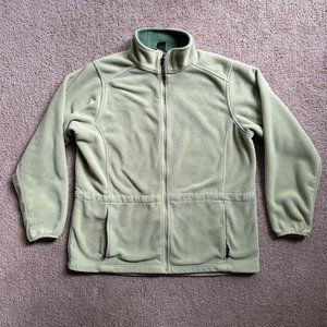 LL Bean Jacket Women's Large Full Zip Up Mock Neck Light Green Fleece
